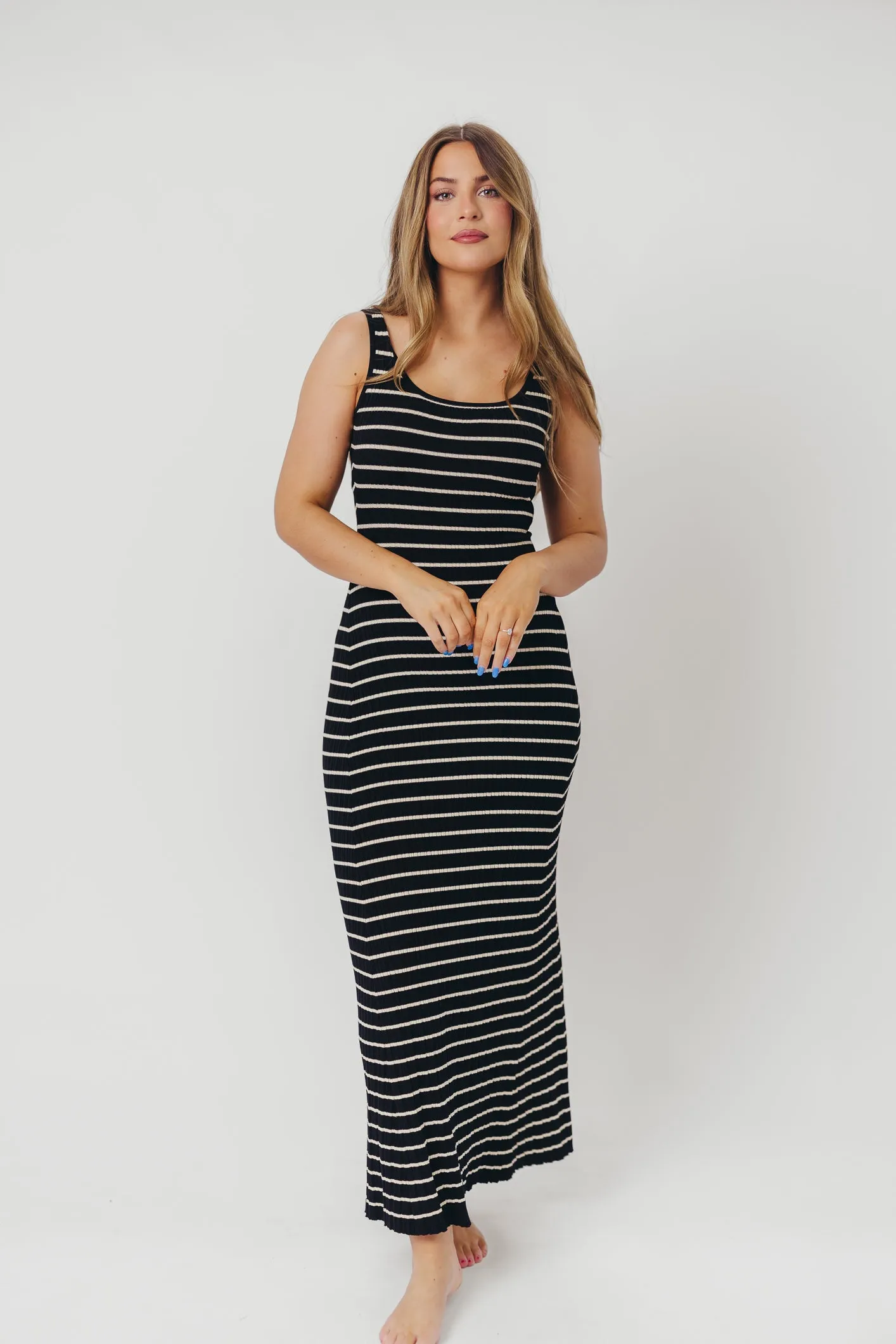 Scarlett Tank Maxi Dress in Black/Cream