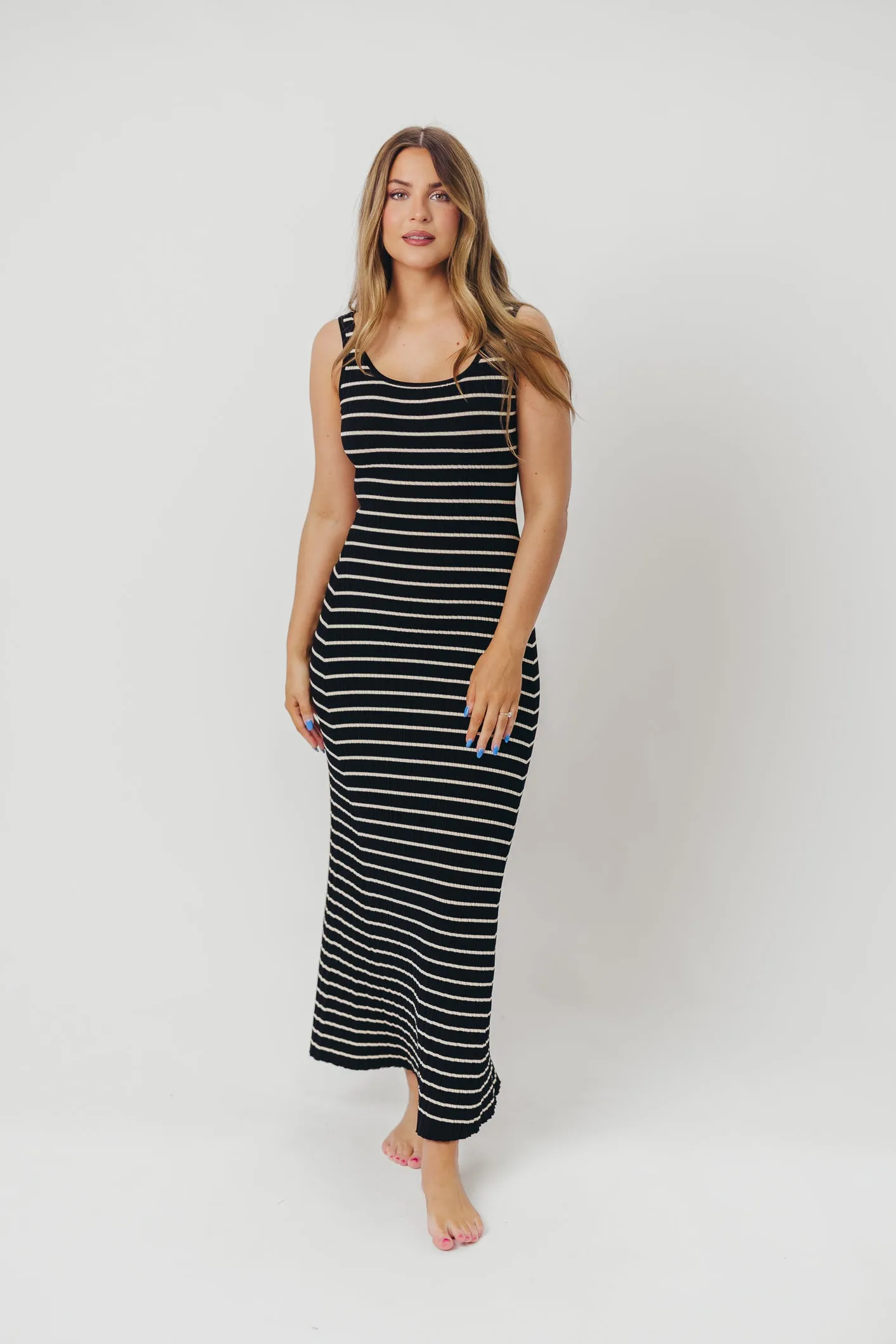 Scarlett Tank Maxi Dress in Black/Cream