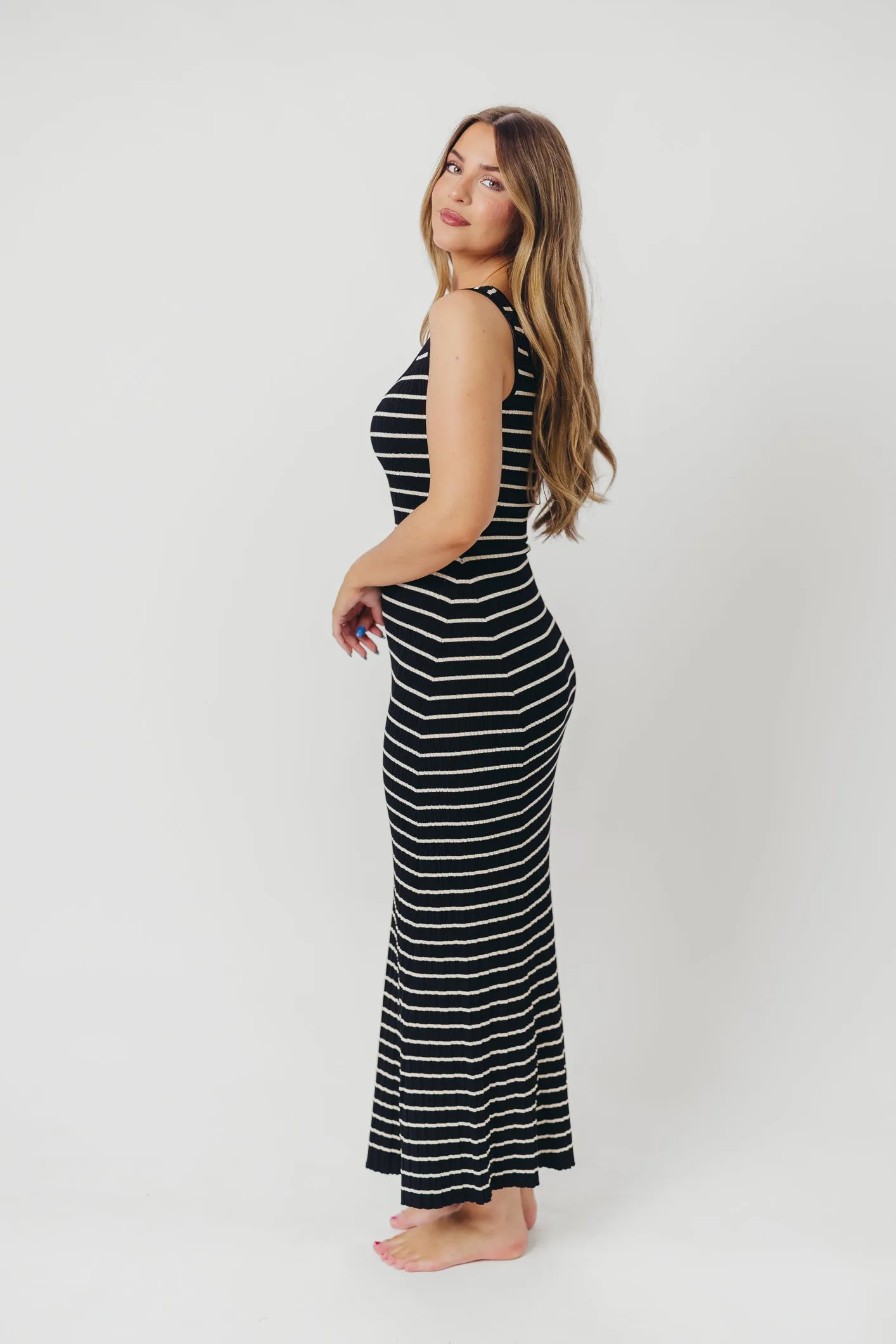 Scarlett Tank Maxi Dress in Black/Cream