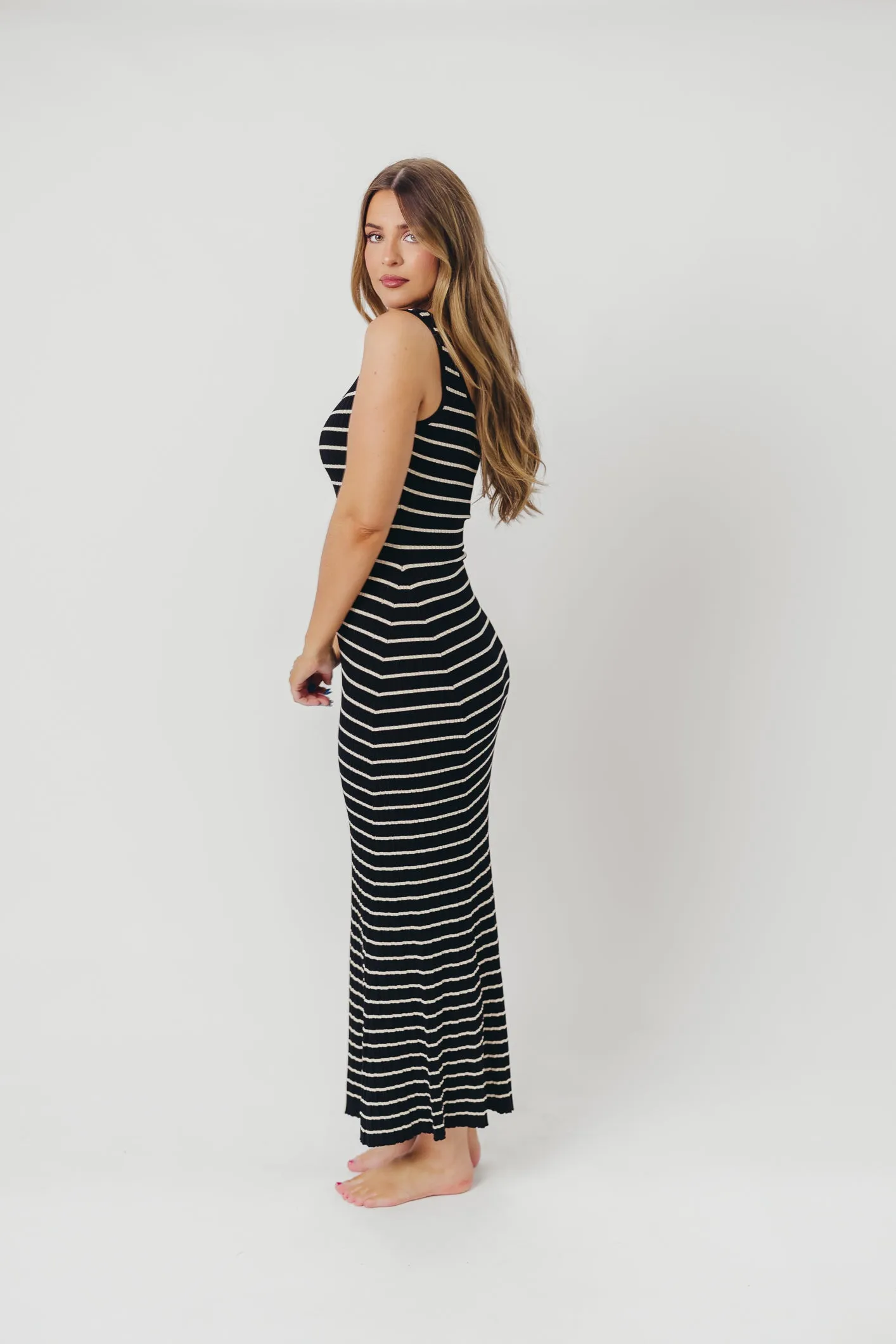 Scarlett Tank Maxi Dress in Black/Cream