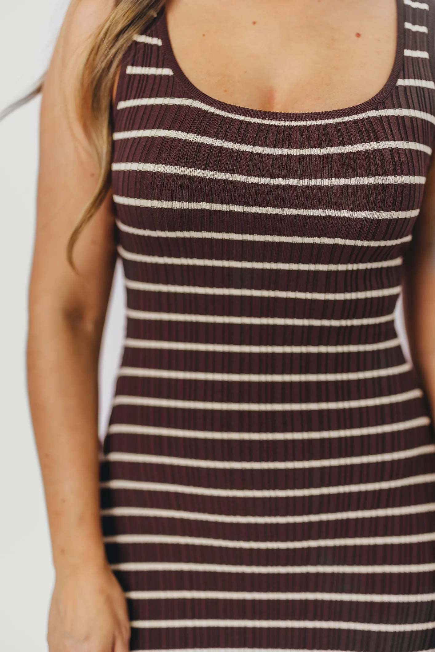 Scarlett Tank Maxi Dress in Brown/Cream