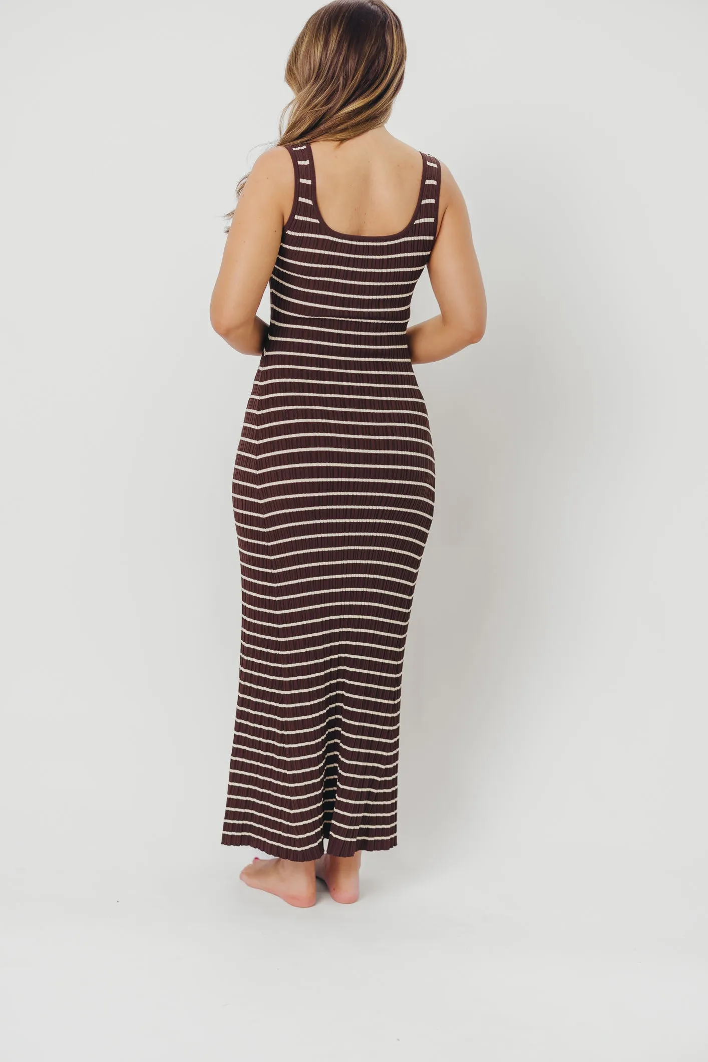 Scarlett Tank Maxi Dress in Brown/Cream