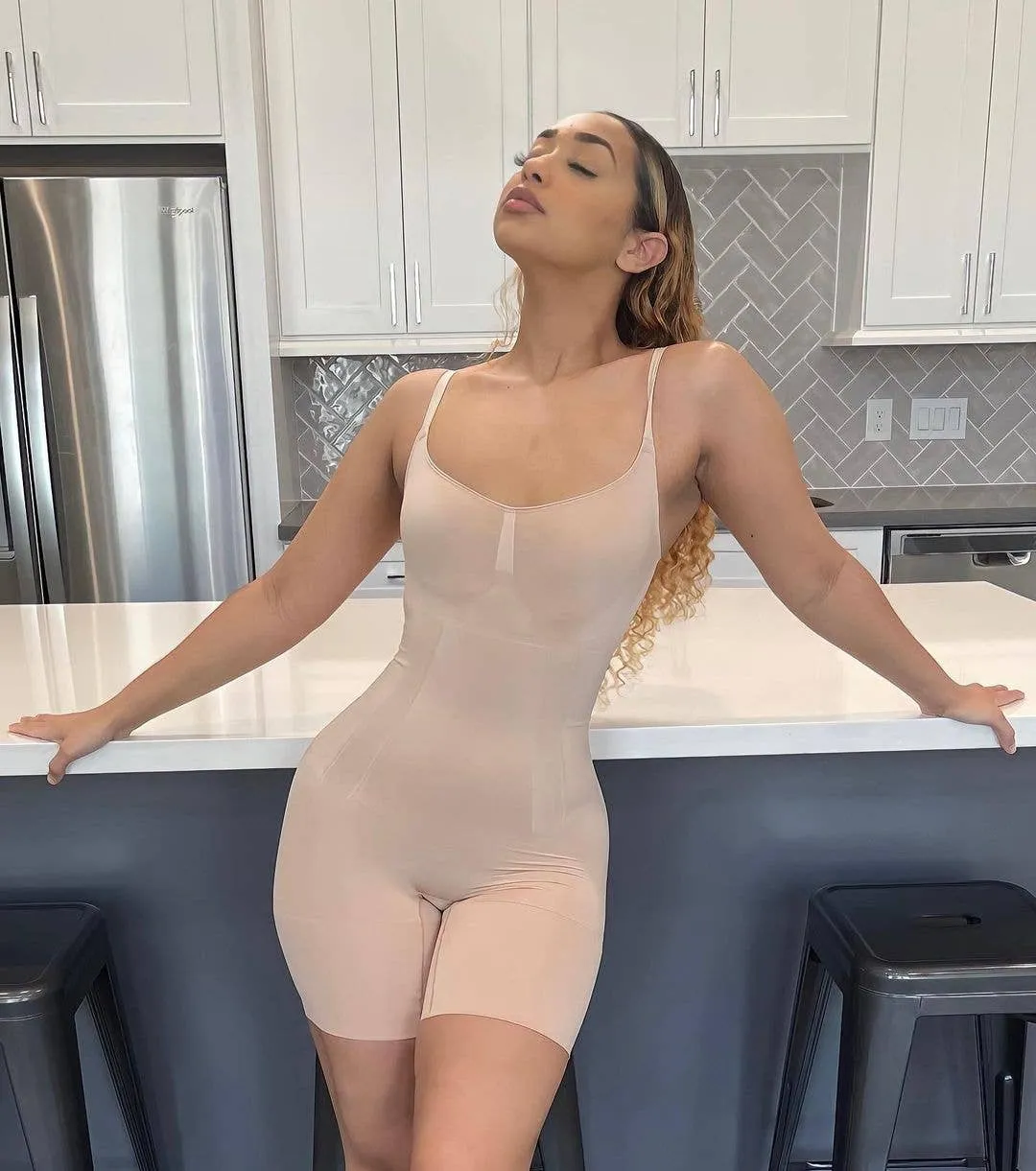 SHAPERX Mid-Thigh Bodysuit