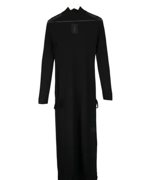 St Agni Black Sheer Ruched Dress UK M