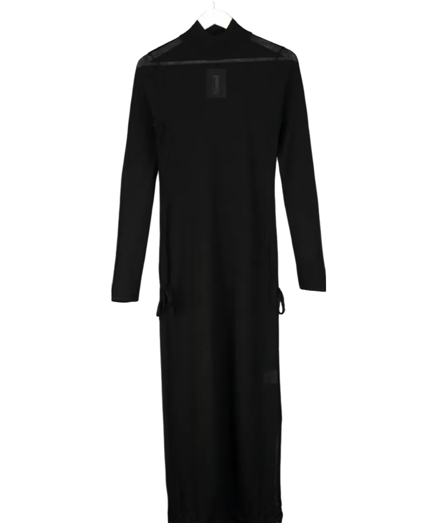 St Agni Black Sheer Ruched Dress UK M