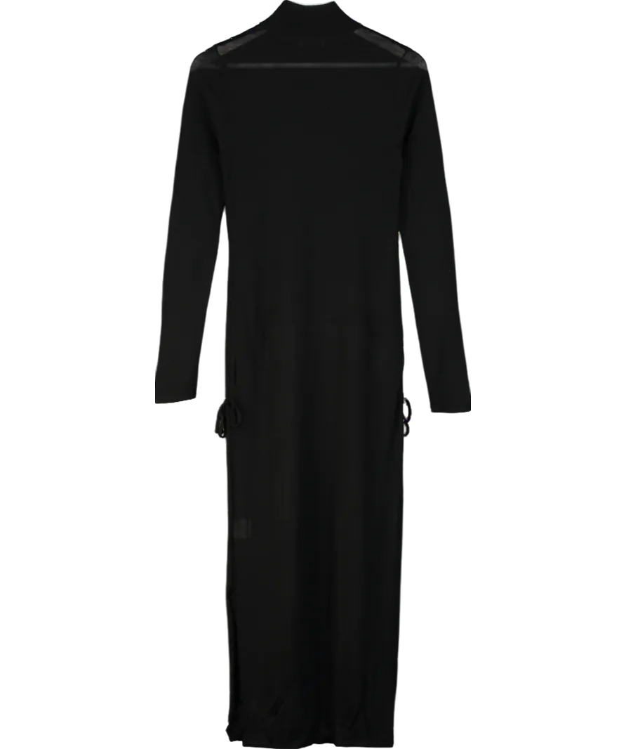 St Agni Black Sheer Ruched Dress UK M