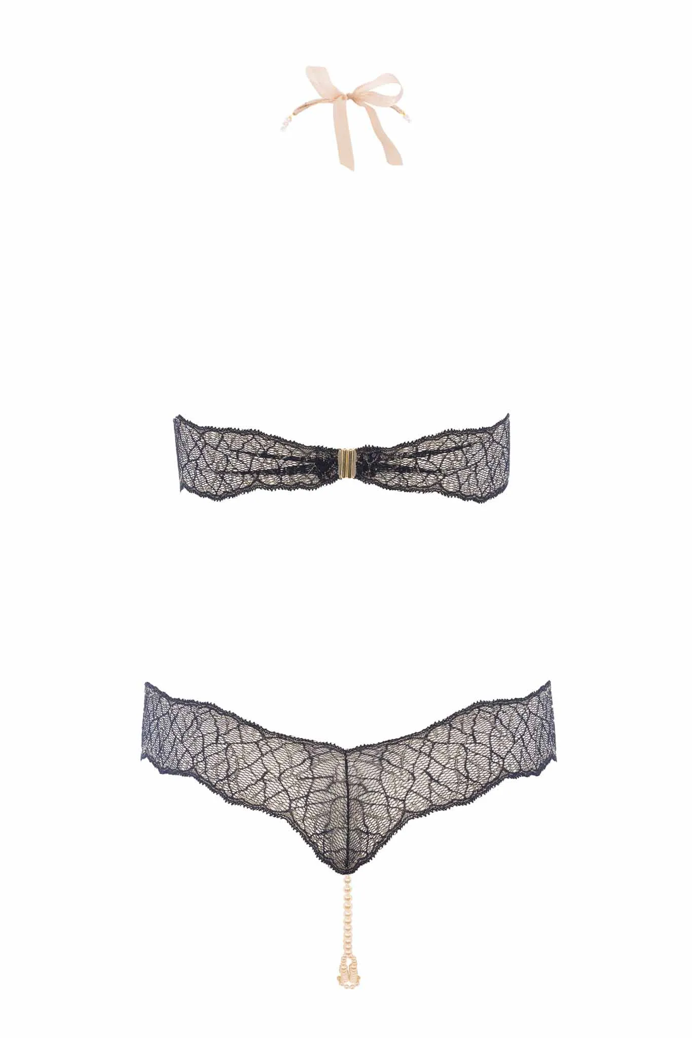 Sydney Double Pearls Blue Lace Bodysuit