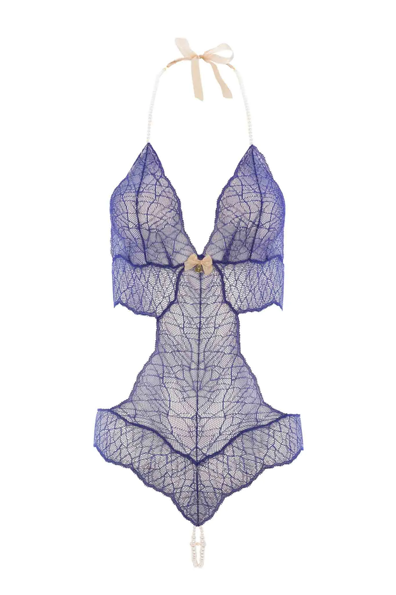 Sydney Double Pearls Blue Lace Bodysuit