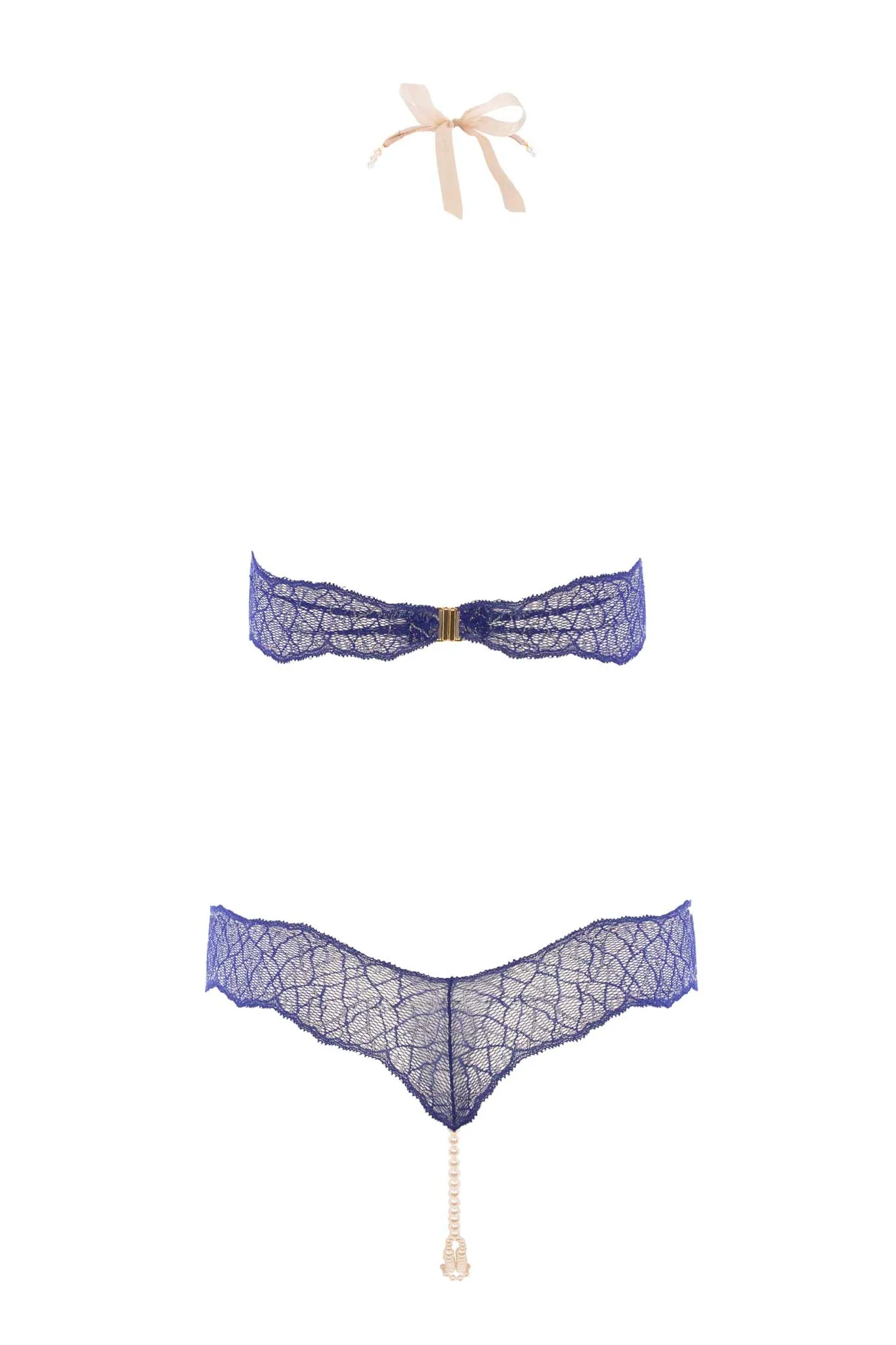 Sydney Double Pearls Blue Lace Bodysuit