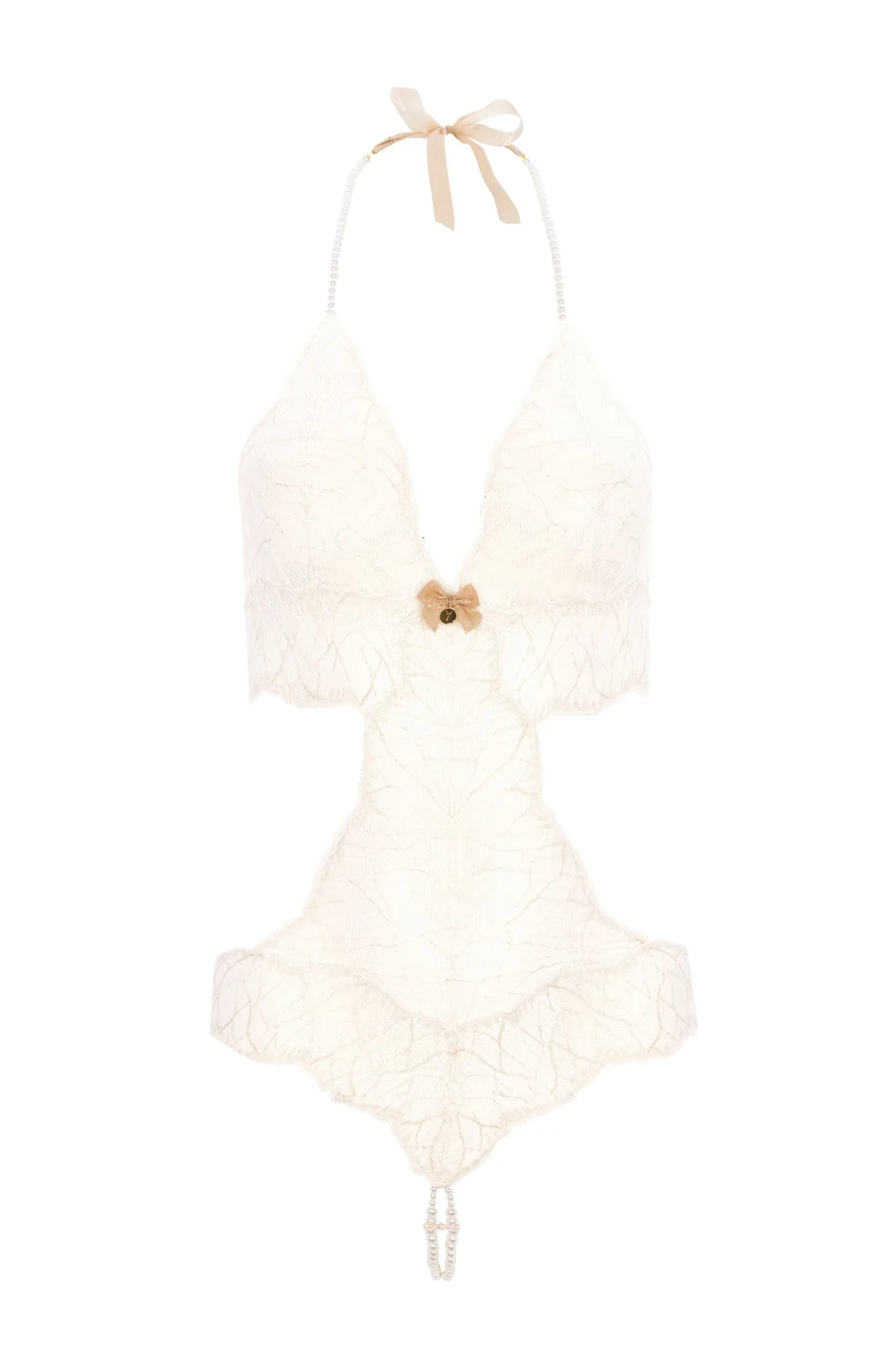 Sydney Double Pearls Blue Lace Bodysuit