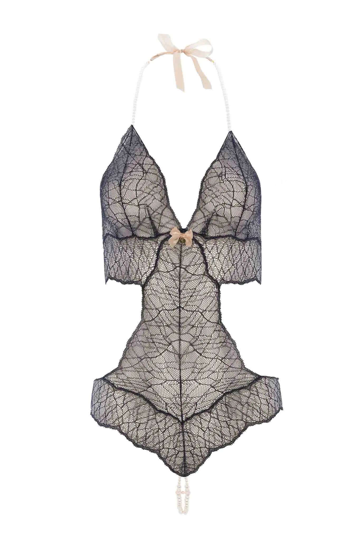 Sydney Double Pearls Blue Lace Bodysuit