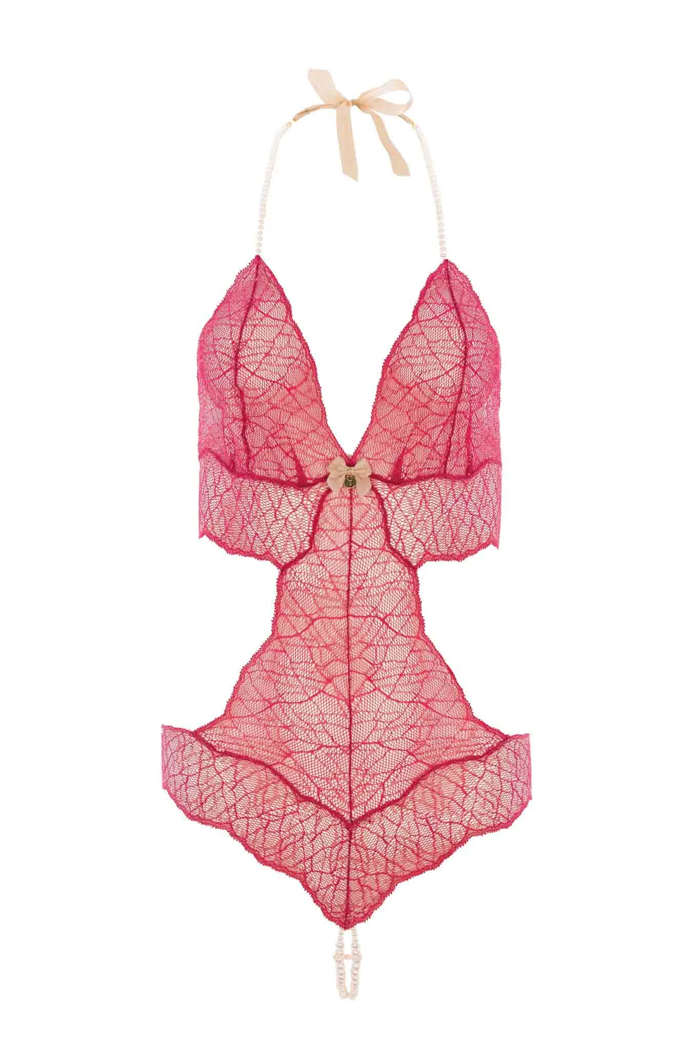 Sydney Double Pearls Blue Lace Bodysuit