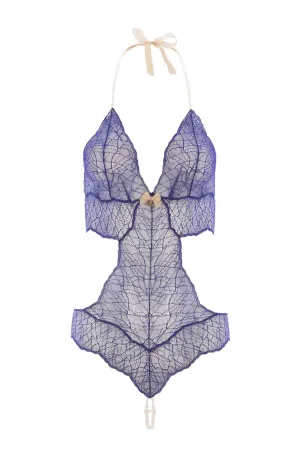 Sydney Double Pearls Blue Lace Bodysuit