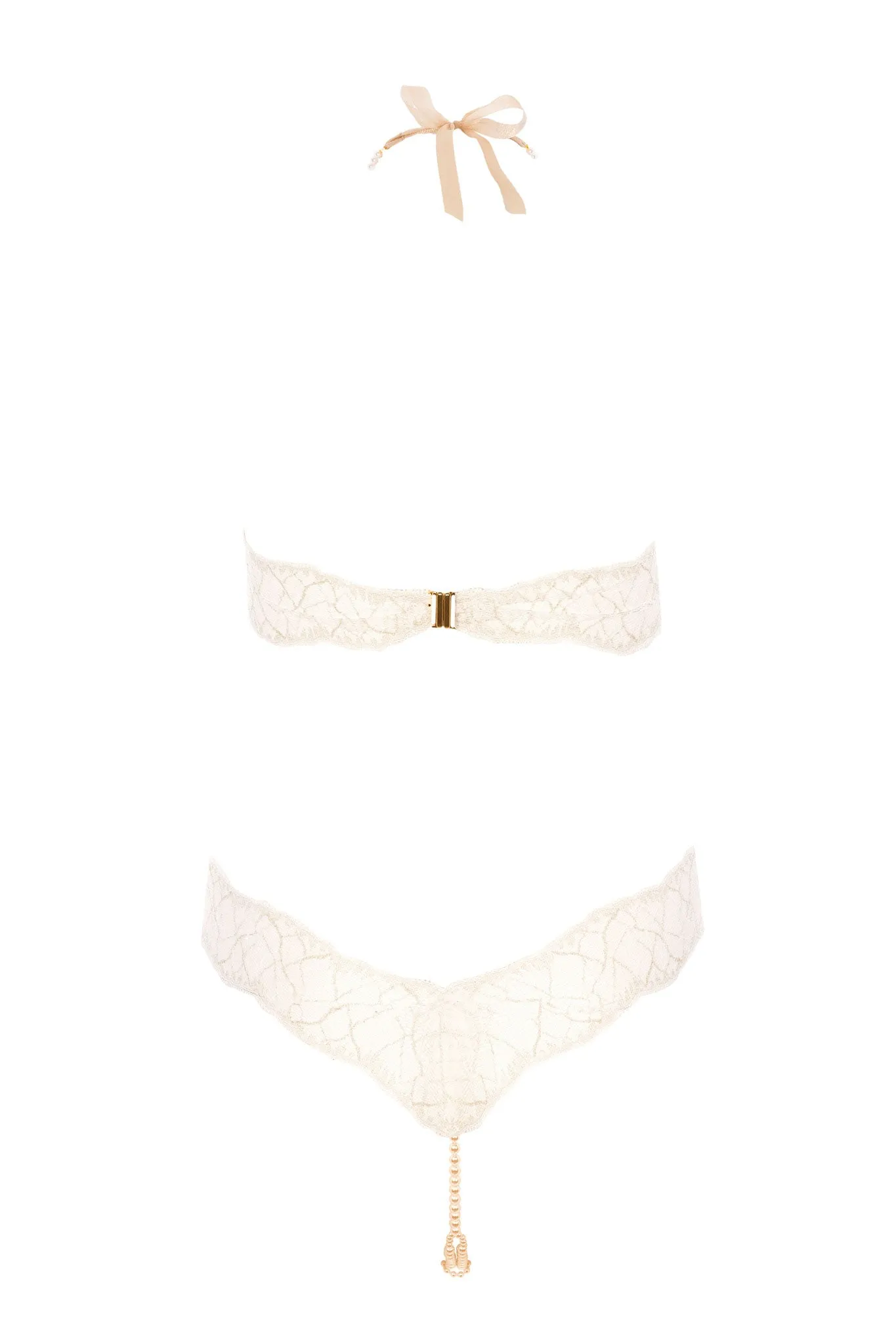 Sydney Double Pearls Blue Lace Bodysuit