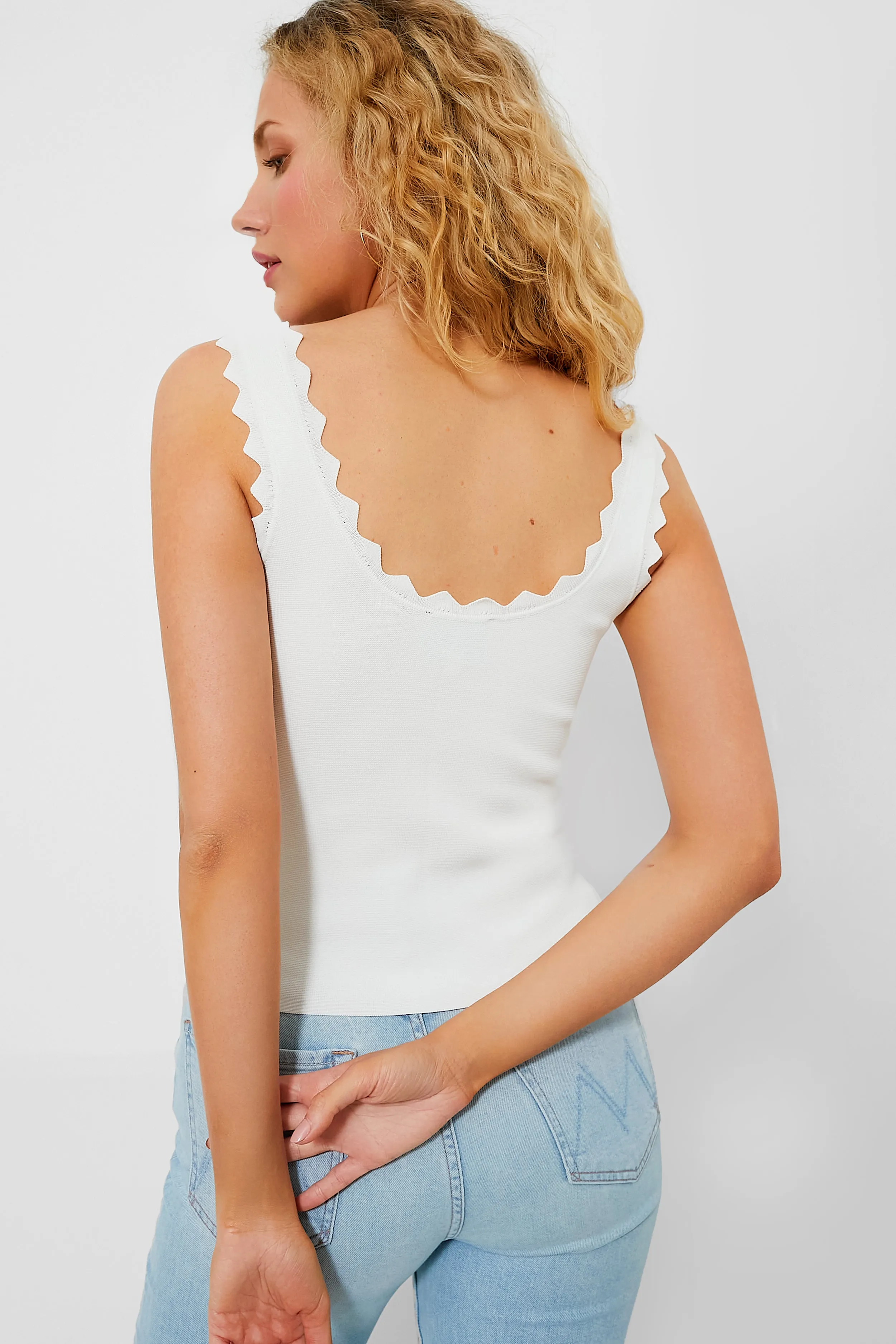 White Ric Rac Compression Tank