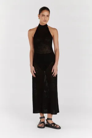 ZADIE BLACK CROCHET MIDI DRESS